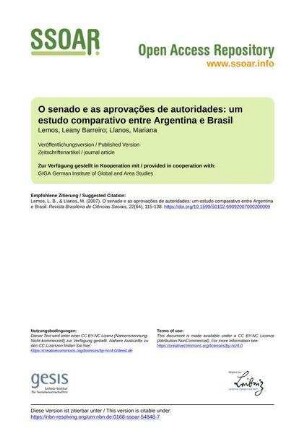 O senado e as aprovações de autoridades: um estudo comparativo entre Argentina e Brasil