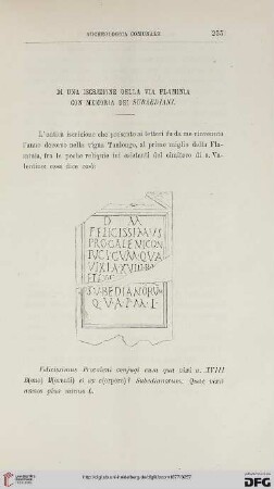 5: Di una iscrizione della via Flaminia con memoria di Subaediani