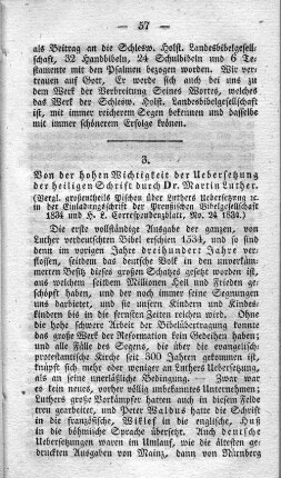 3. Von der hohen Wichtigkeit der Uebersetzung der heiligen Schrift durch Dr. Martin Luther.