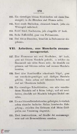 VII. Arbeiten , aus Muscheln zusammengesetzt