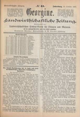 Fünfundfünfzigster Jahrgang. No. 41. Insterburg, 13. October 1887.