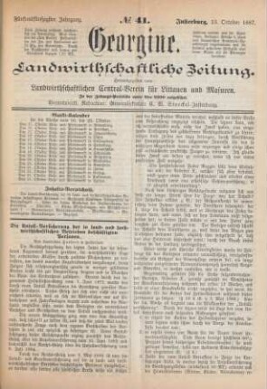 Fünfundfünfzigster Jahrgang. No. 41. Insterburg, 13. October 1887.