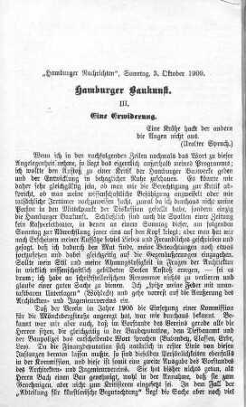 Hamburger Baukunst. Eine Erwiderung.