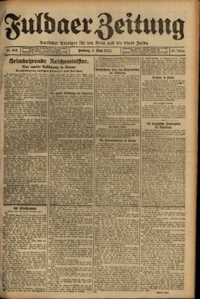Ausgabe vom Freitag, den 05. Mai 1922.