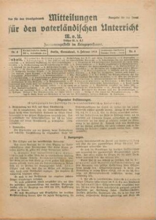 8.1918: Mitteilungen für den vaterländischen Unterricht