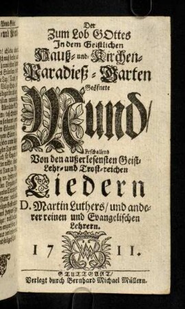 1-184, Lieder D. Martin Luthers