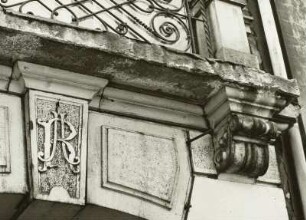 Dresden-Neustadt, Görlitzer Straße 23. Wohnhaus mit Laden (um 1890). Fassadendetail