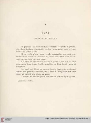 Plat (Faenza XVe siècle)