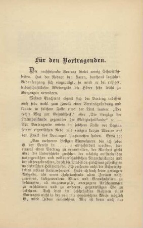 Für den Vortragenden