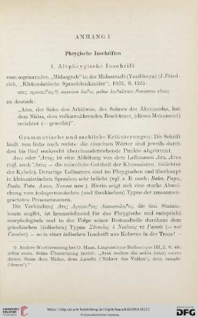 Anhang I, Phrygische Inschriften