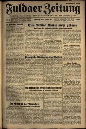 Ausgabe vom Donnerstag, den 27. Januar 1938.