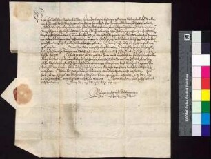 Auf der Rückseite der Vermerk von anderer Hand, dass dieses Dokument durch den Diener der Herren von Zittau überbracht wurde, nachdem diese schon wieder auf der Rückreise ihrer Rechtsgeschäfte waren und das Bautzener Tor bereits verlassen hatten.