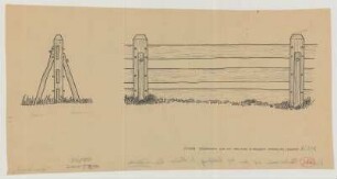 Preußisch Ströhen (Kreis Lübbecke): Hof [Nr. 61 Simon] Rohlfing. Eichner Plankezaun (Ansicht)