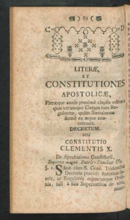 Literae, Et Constitutiones Apostolicae, ...