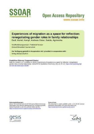 Experiences of migration as a space for reflection: renegotiating gender roles in family relationships
