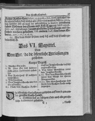 Das VI. Kapittel. Von Dem Ort / da die öffentliche Verlassungen geschehen.
