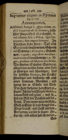 Seqvuntur aliquot in Hymnos superiores Annotationes