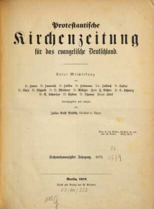 Protestantische Kirchenzeitung für das evangelische Deutschland, 26. 1879