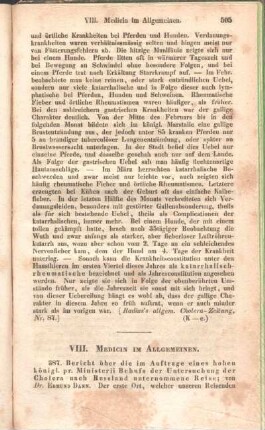 VIII. Medicin im Allgemeinen.