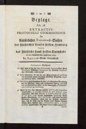 21-22, Beylage Li. A. Exractus Protocolli Commissionis
