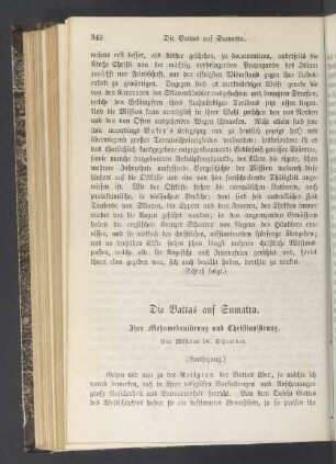 Die Battas auf Sumatra. Ihre Mohamedanihrung und Christianihrung