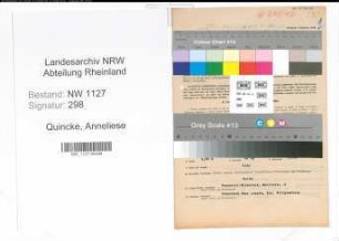 Entnazifizierung Anneliese Quincke , geb. 12.05.1911 (Lehrerin)