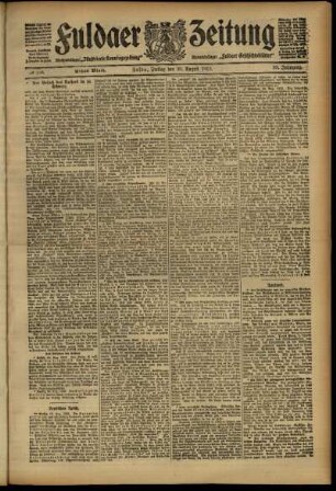 Erste Ausgabe vom Freitag, den 30. August 1912.