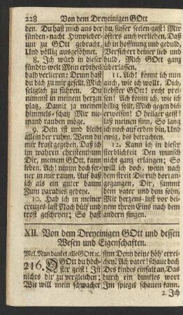 XII. Von dem Dreyeinigen Gott und dessen Wesen und Eigenschaften.