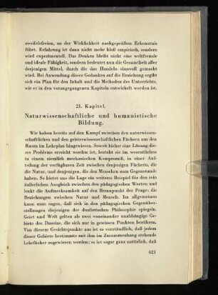 21. Kapitel. Naturwissenschaftliche und humanistische Bildung