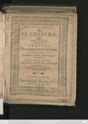 Themata Iuridica De Sequestro