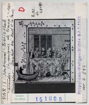 Paris, Bib. Nat.: MS fr. 2813 (Grandes Chroniques de France): Bankett bei Karl V. in Paris