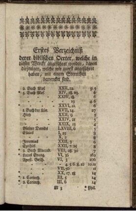 Erstes Verzeichniß derer biblischen Oerter, welche in diesen Wercke angeführet worden, [...]