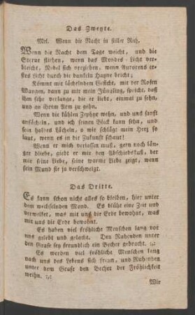 Das Zweyte. Mel. Wenn die Nacht in stiller Ruh.