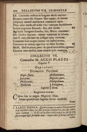 Collectio VII. Comœdiæ M. Accii Plauti.