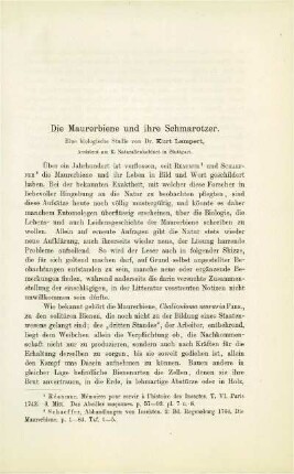 Die Maurerbiene und ihre Schmarotzer