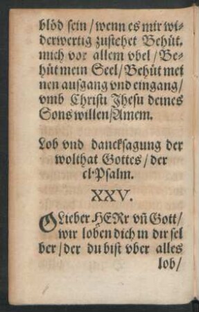 Lob und dancksagung der wolthat Gottes/ der cl. Psalm. XXV.