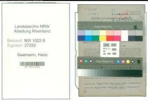 Entnazifizierung Hans Saatmann , geb. 14.03.1909 (Appreteur)