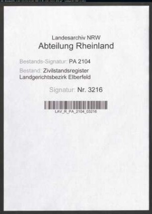 Geburtsregister Merscheid