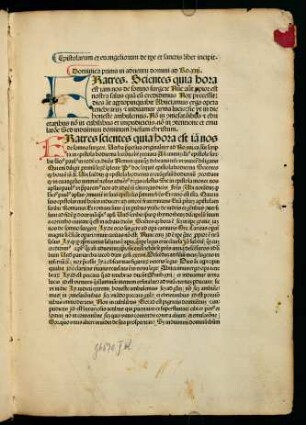 Epistolarum et euangeliorum de tempore et sanctis liber incipit.