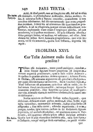 Problema XXVI. Cur Testae Animatae nullo sensu sint praeditae?
