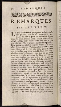 202-233, Remarques sur l'Epitre VI.