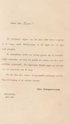 Aan den Lezer!