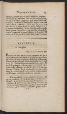 Lettera V. Ai Medesimi