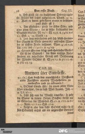 Cap. III. Antwort über Einwürffe.