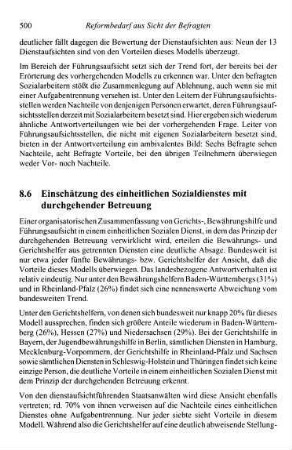 500-502, 8.6 Einschätzung des einheitlichen Sozialdienstes mit durchgehender Betreuung