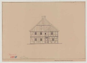 Schlalach (Kreis Zauch-Belzig): Hof [Nichelmann]. Bauernhaus (Giebelansicht)