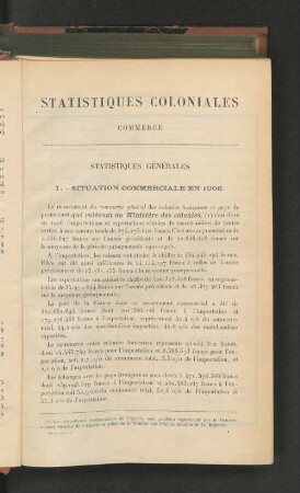 Statistiques Coloniales Commerce.