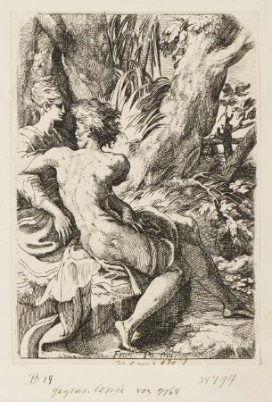 Liebespaar, Blatt der Folge "14 Figuren nach Parmigianino"