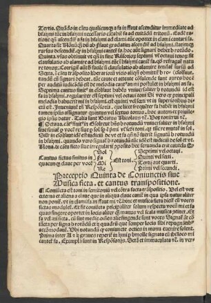 Preceptio Quinta de coniunctis sive Musica ficta. et cantus transpositione.