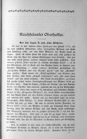Aus den Tagen D. Joh. Hinr. Wicherns.